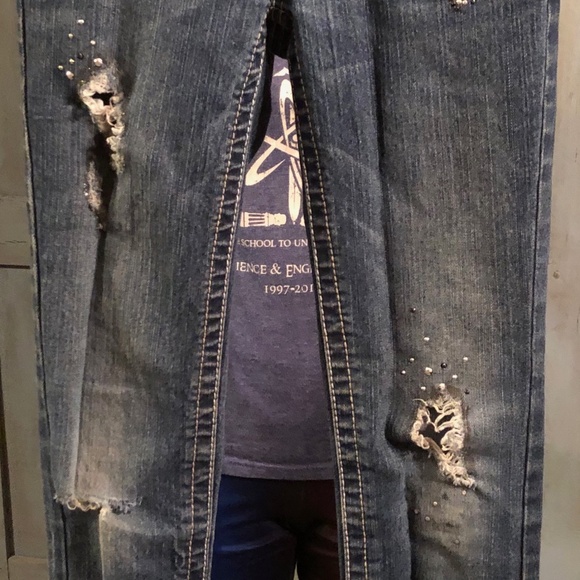 Justice girls Skull and Crossbones bling jeans Sz 10s - Picture 4 of 5